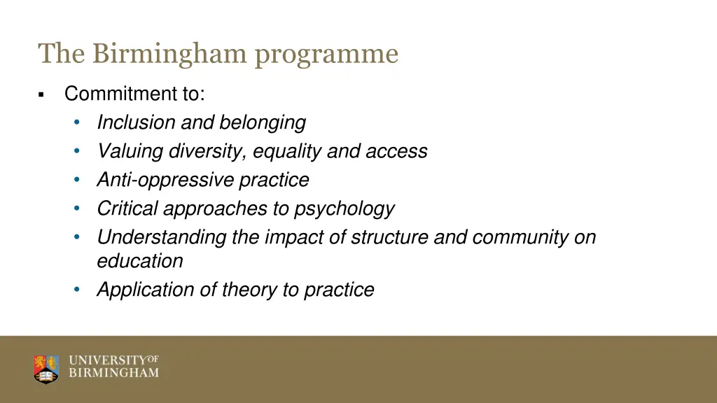 the birmingham programme 1