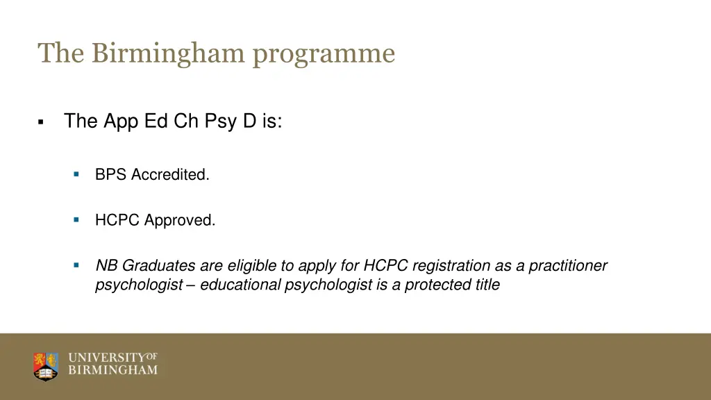 the birmingham programme