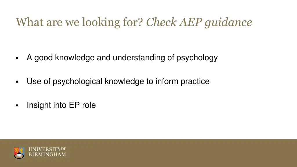 what are we looking for check aep guidance