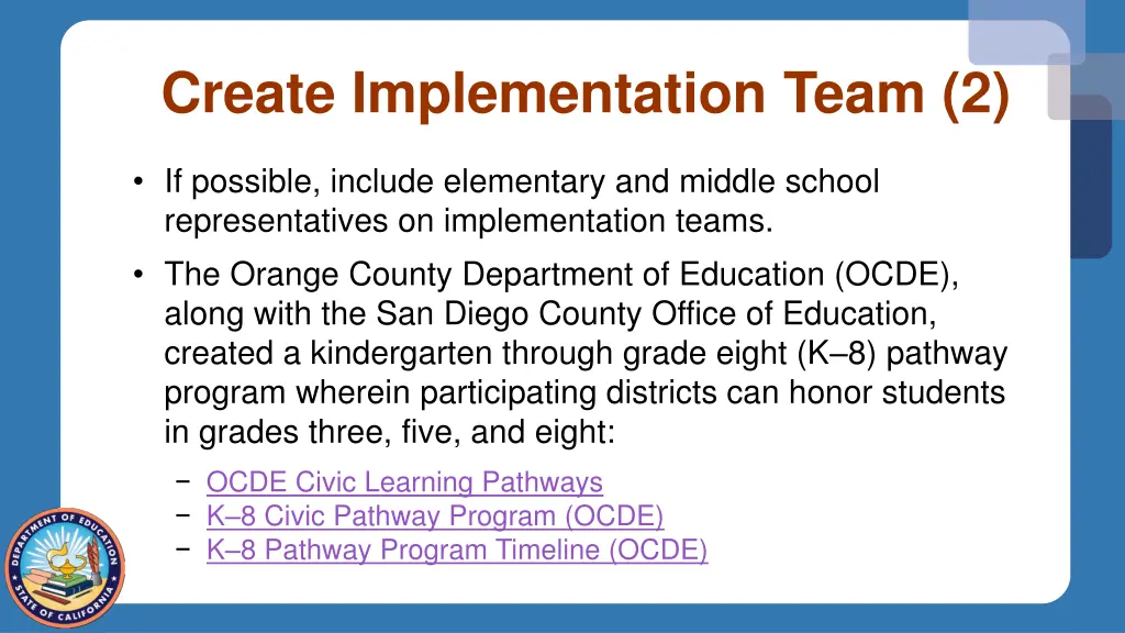 create implementation team 2