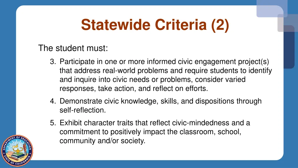 statewide criteria 2