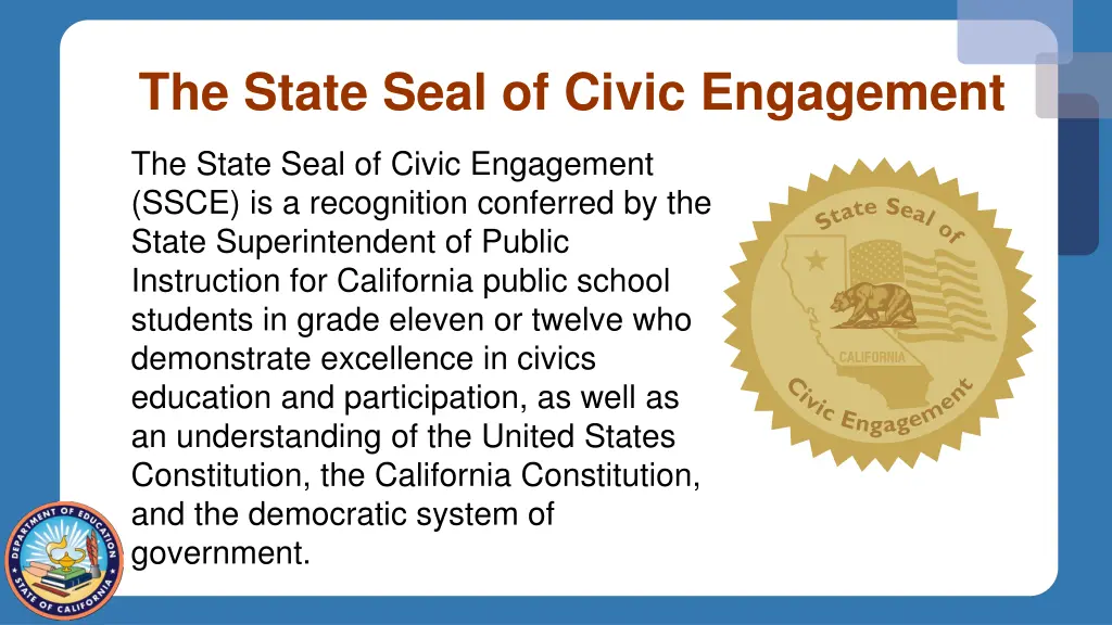 the state seal of civic engagement