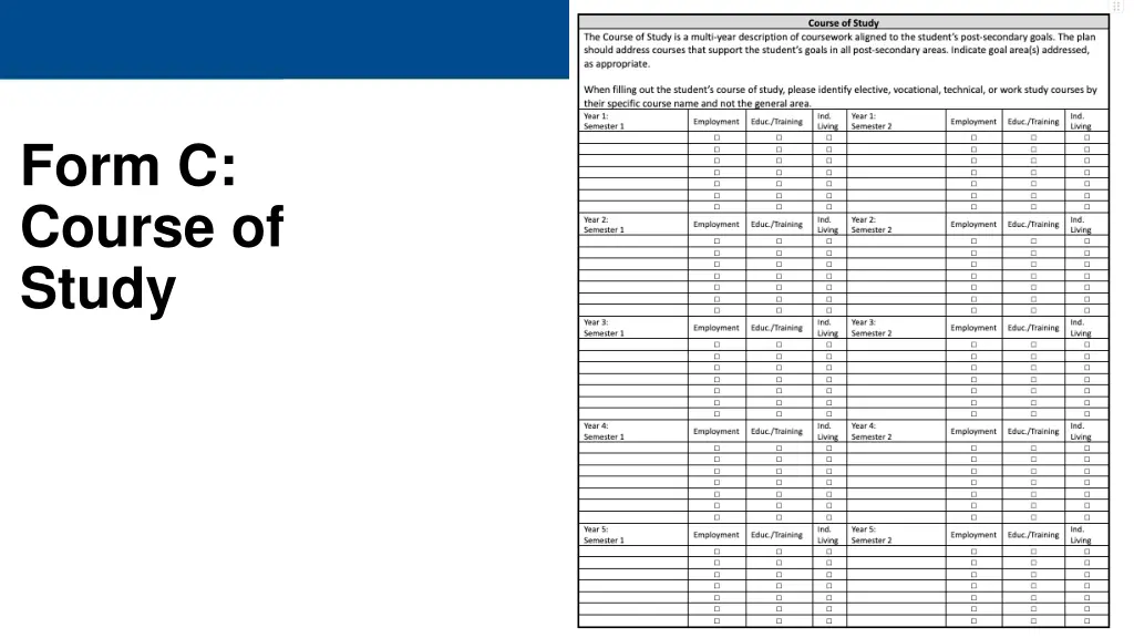 form c course of study