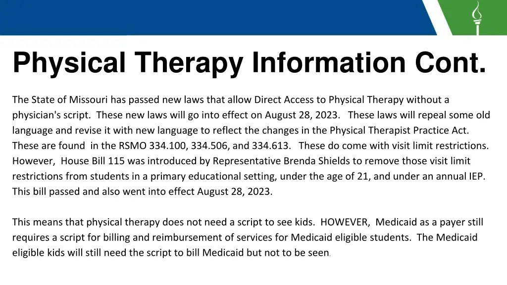 physical therapy information cont