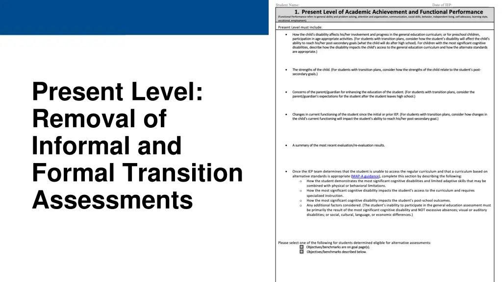 present level removal of informal and formal