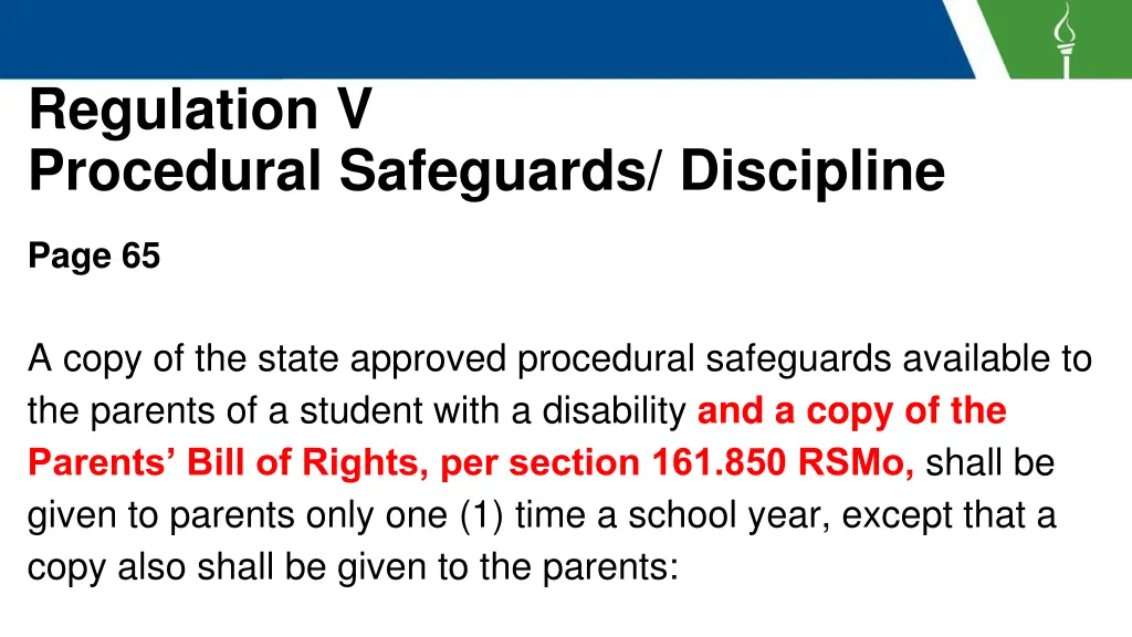 regulation v procedural safeguards discipline