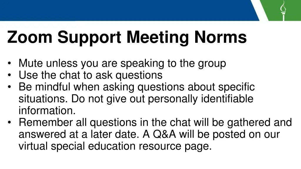 zoom support meeting norms