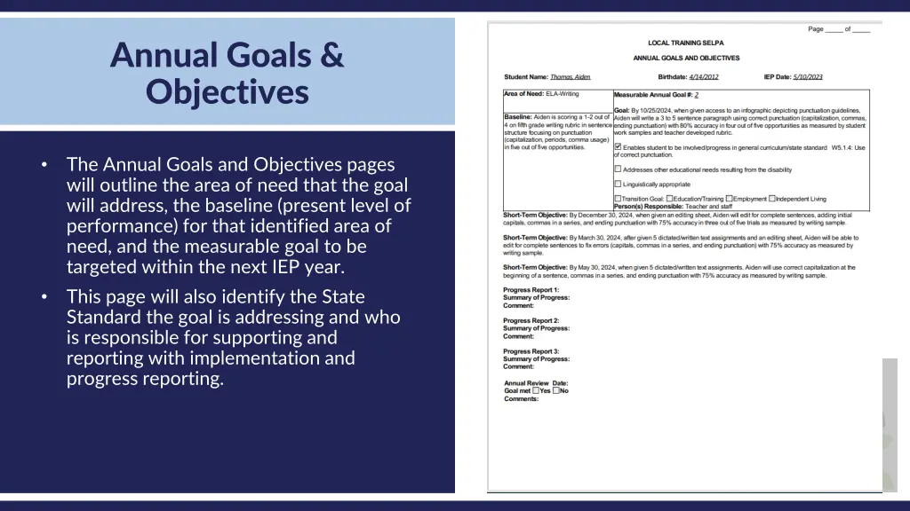 annual goals objectives