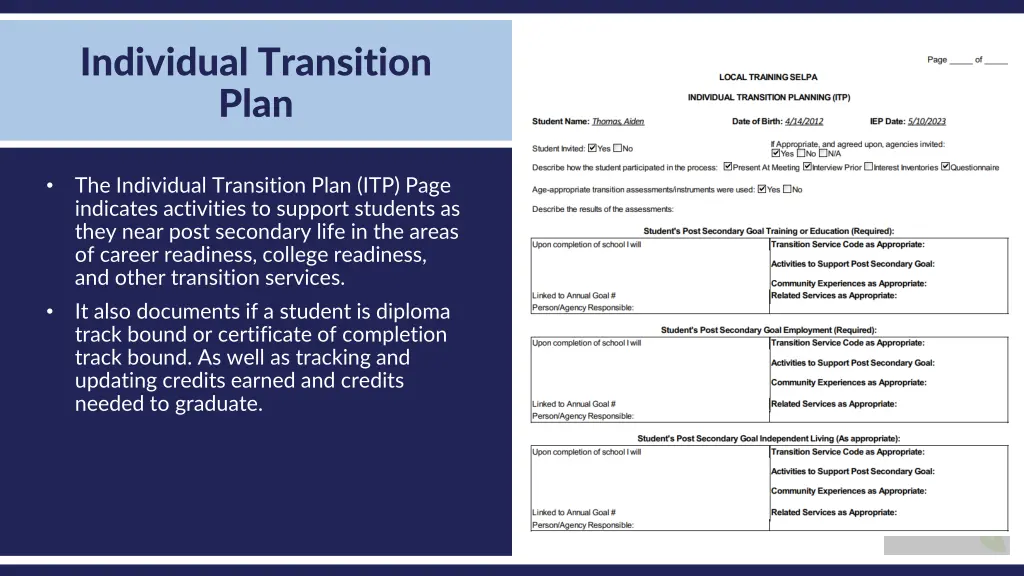 individual transition plan