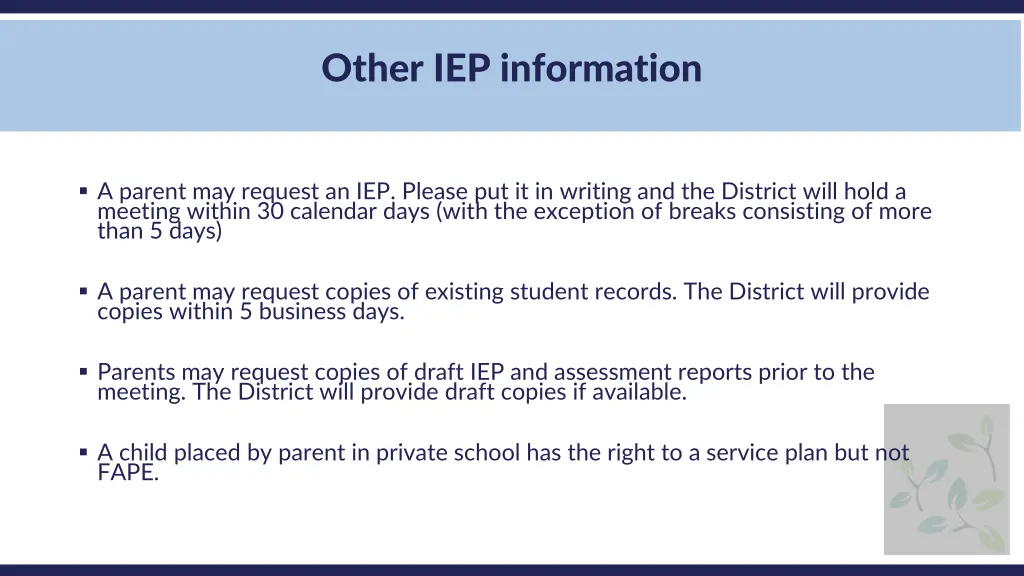 other iep information 1