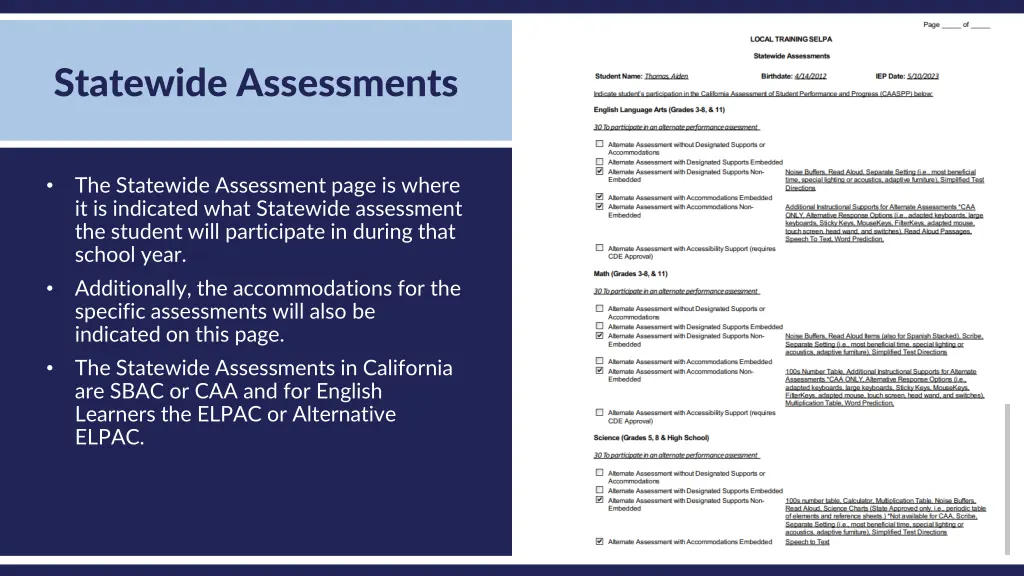 statewide assessments