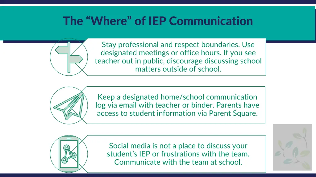 the where of iep communication