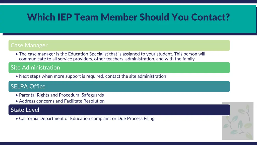 which iep team member should you contact