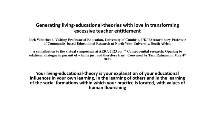 generating living educational theories with love