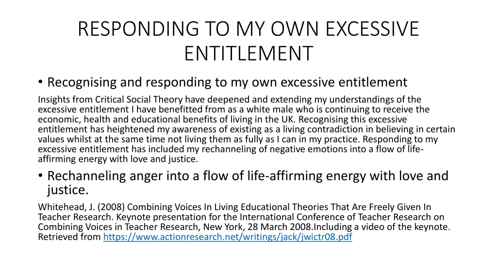 responding to my own excessive entitlement