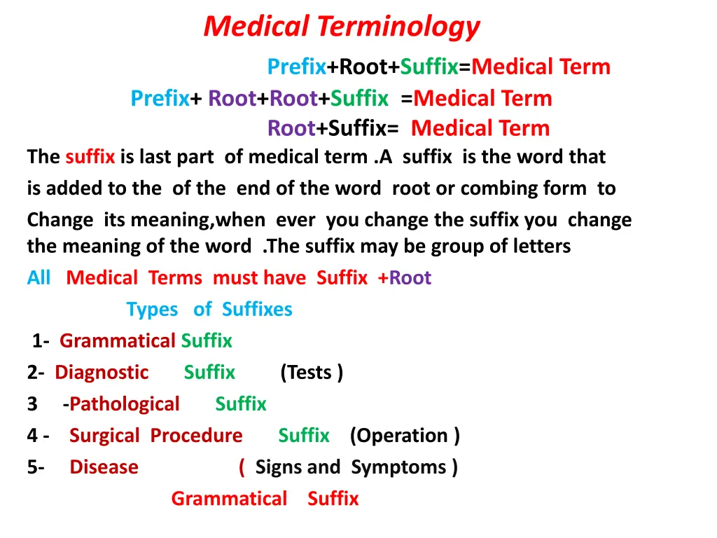 medical terminology prefix root suffix medical