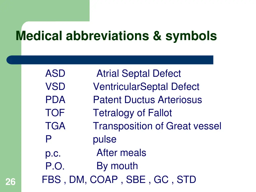 medical abbreviations symbols