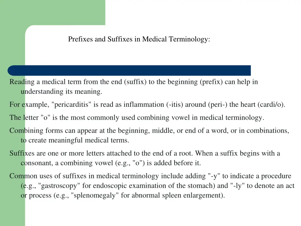 prefixes and suffixes in medical terminology