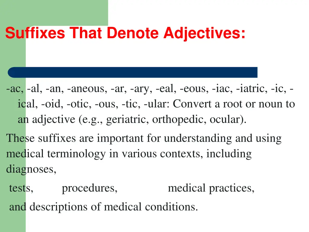 suffixes that denote adjectives