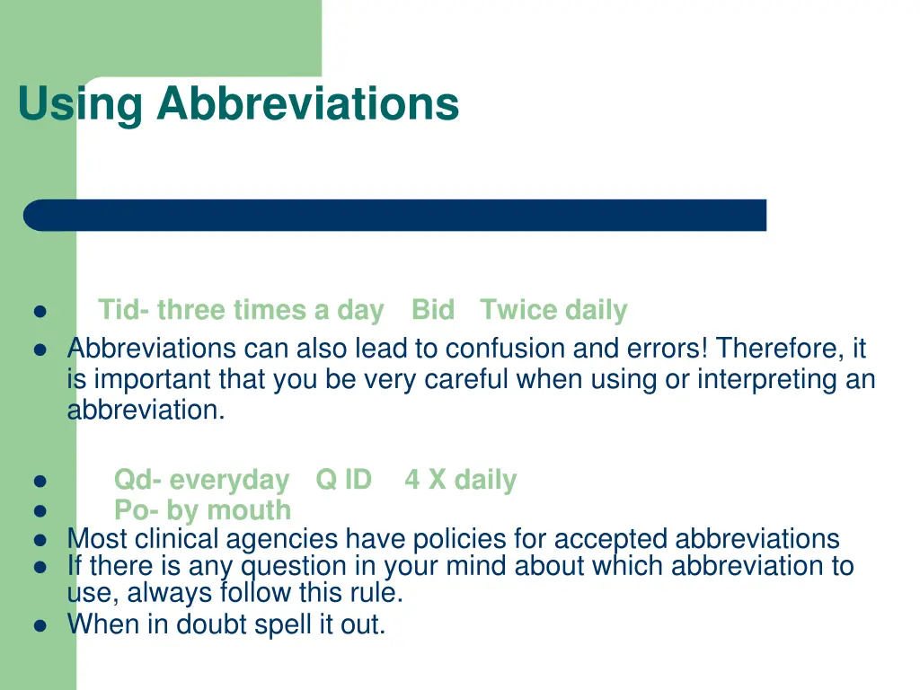 using abbreviations