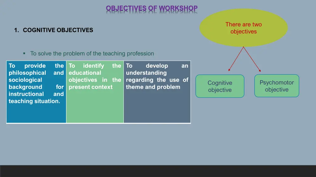 objectives of workshop