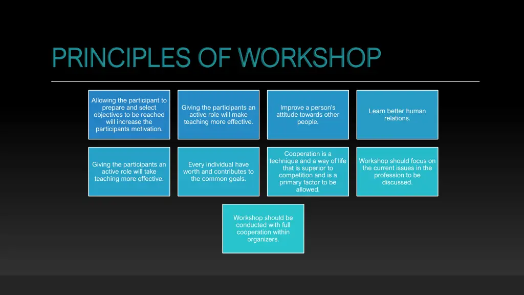 principles of workshop principles of workshop