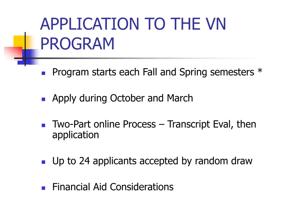 application to the vn program