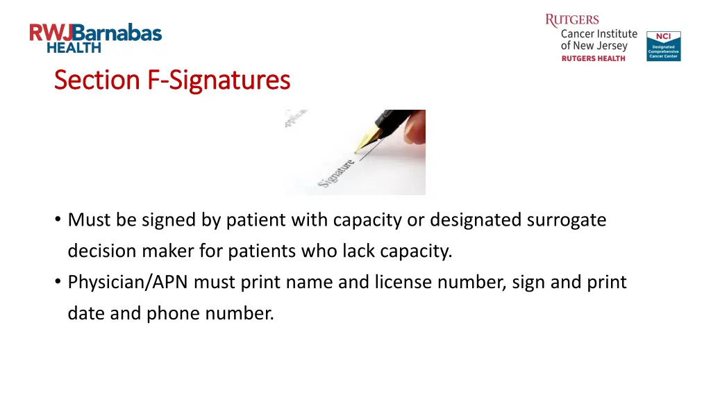 section f section f signatures signatures