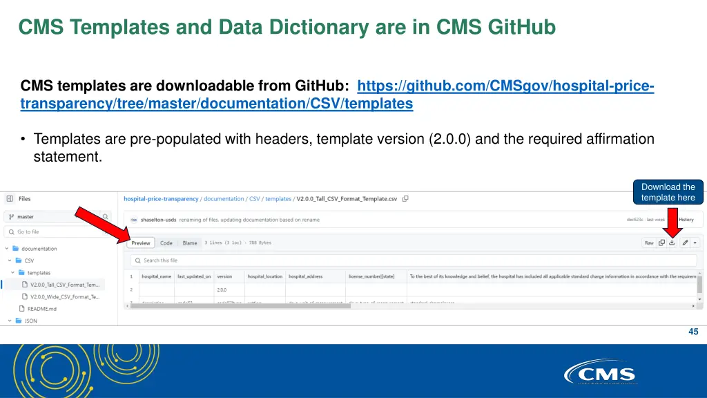 cms templates and data dictionary 1