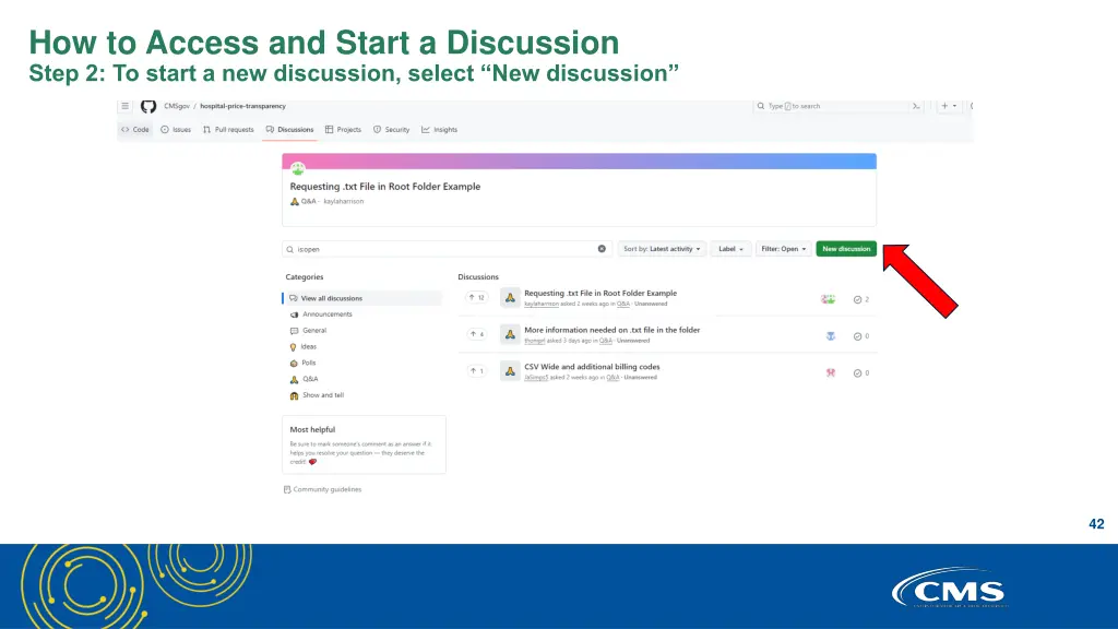 how to access and start a discussion step