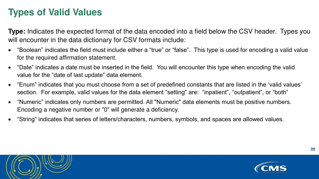 types of valid values