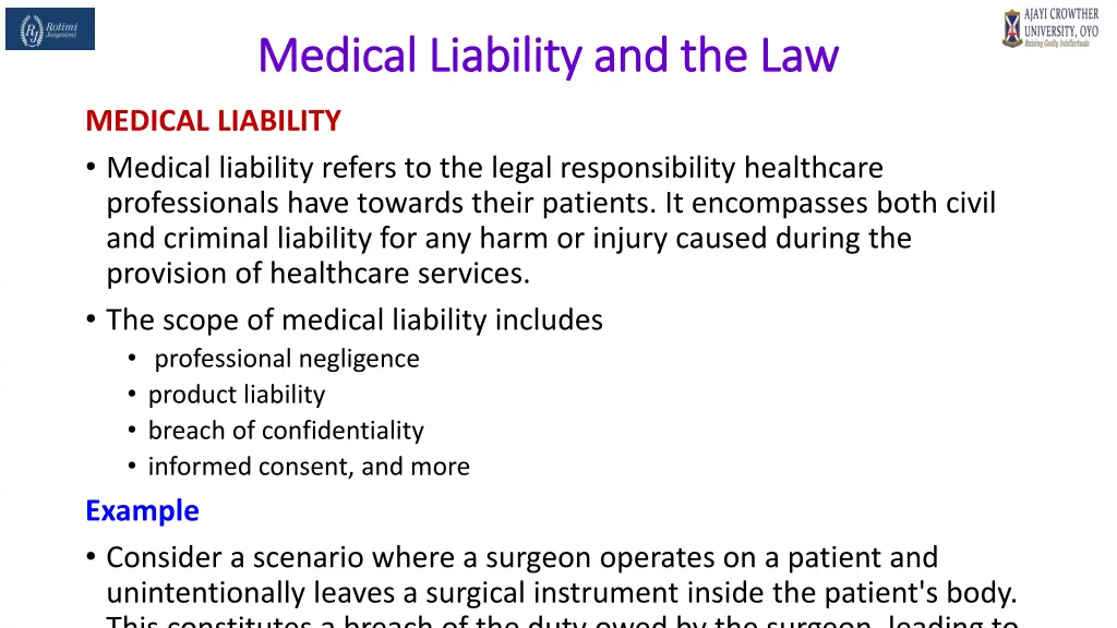 medical liability and the law medical liability 16