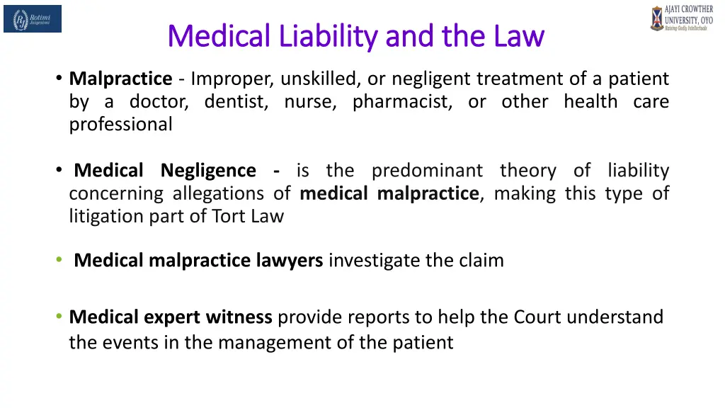 medical liability and the law medical liability 21