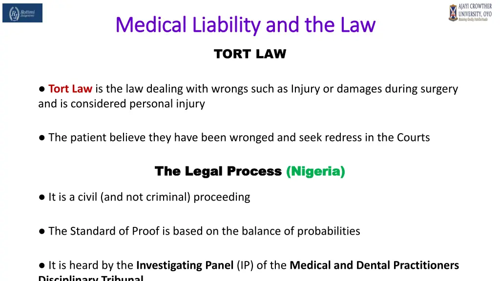 medical liability and the law medical liability 22