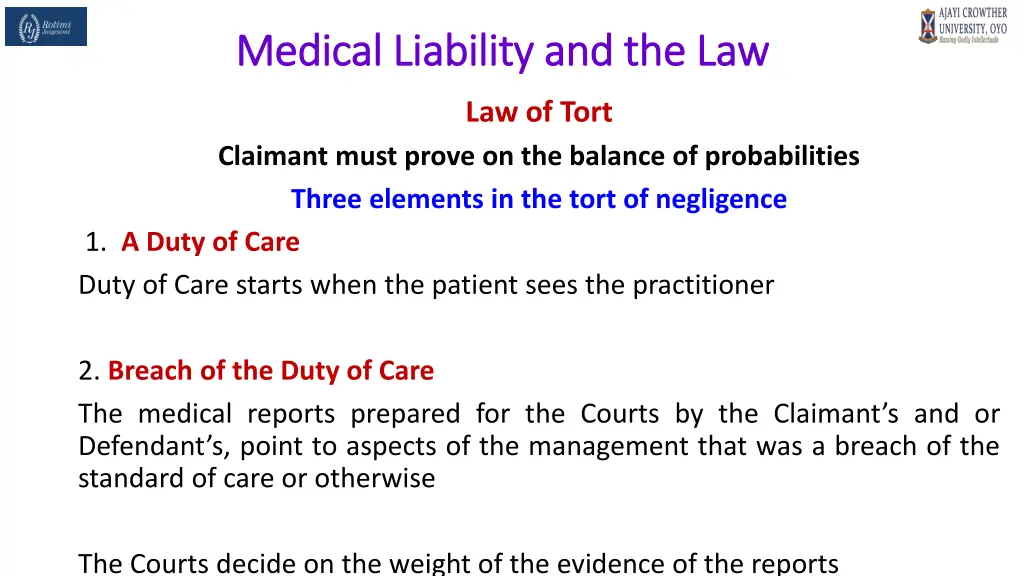 medical liability and the law medical liability 24