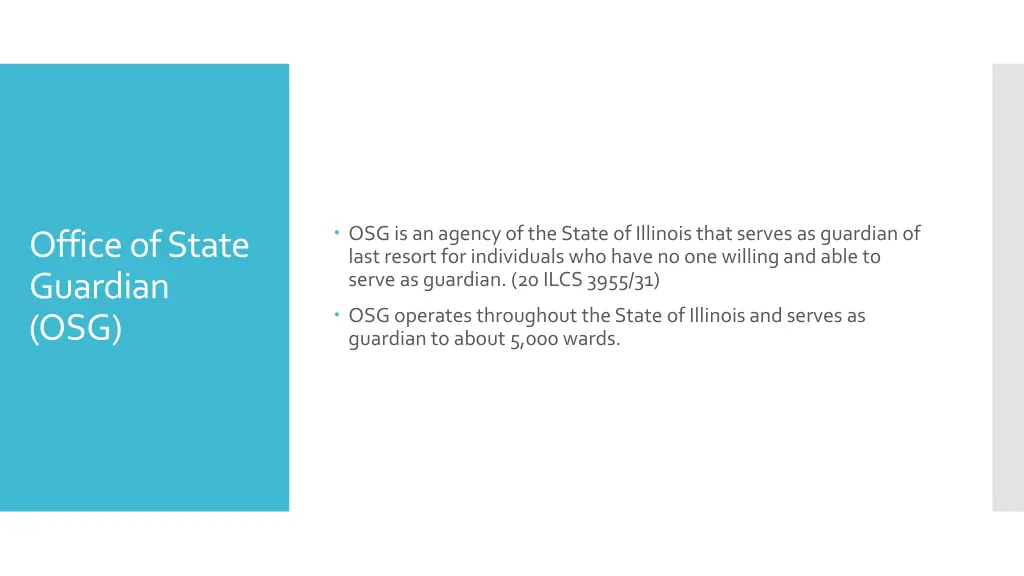 osg is an agency of the state of illinois that