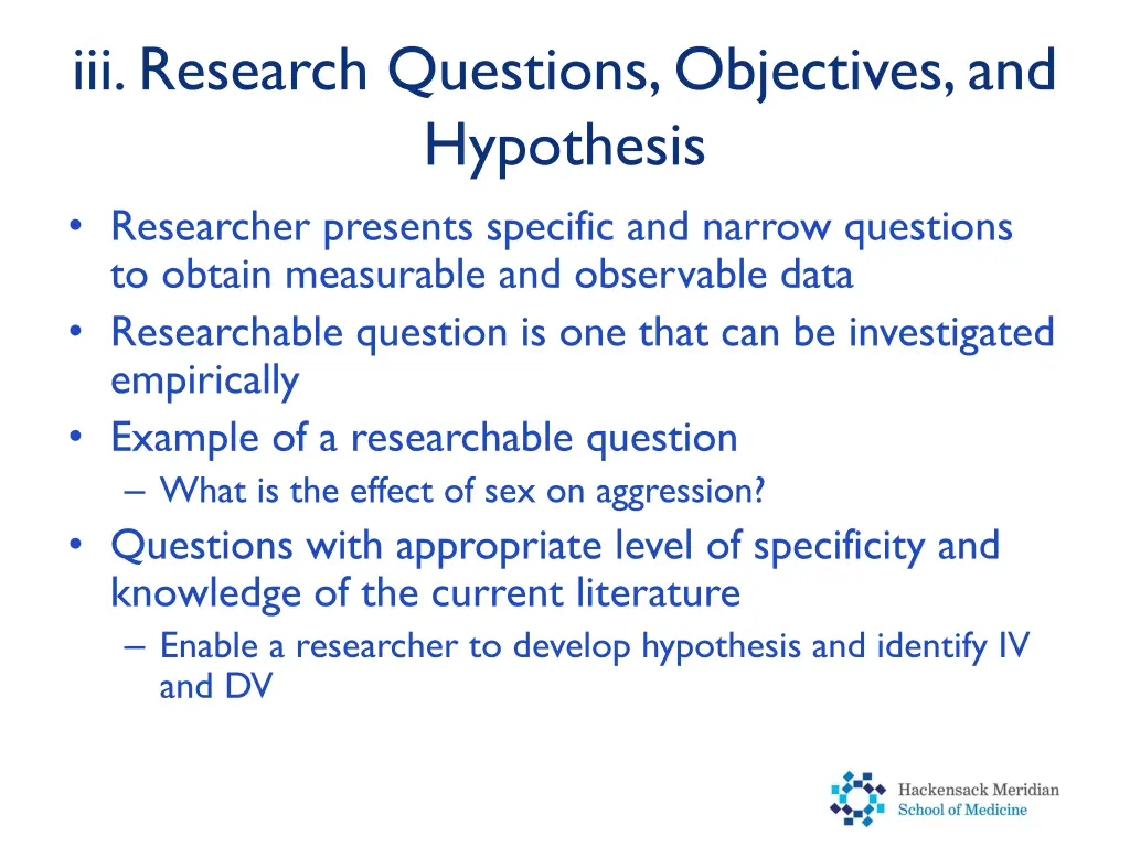 iii research questions objectives and hypothesis