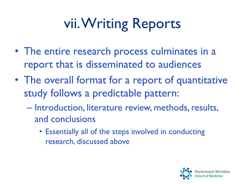 vii writing reports