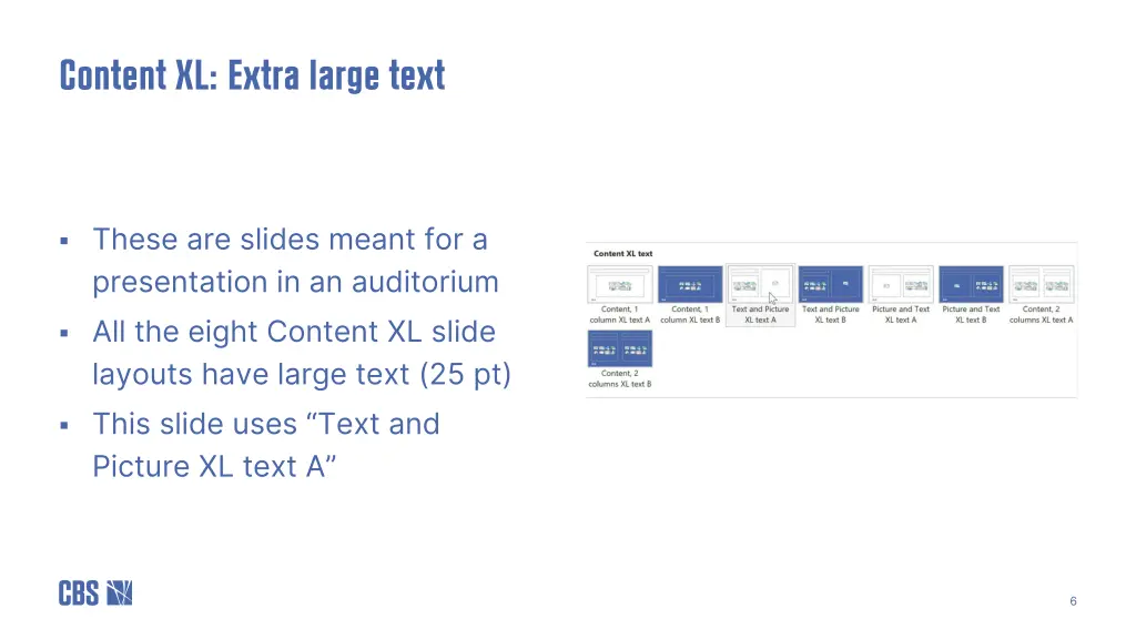 content xl extra large text