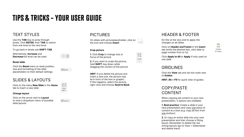 tips tricks your user guide