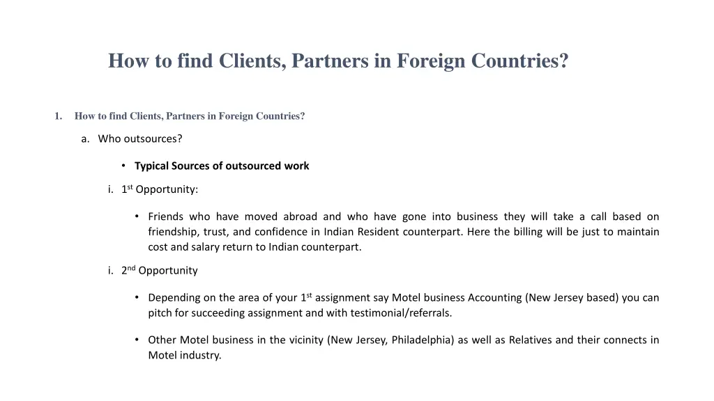 how to find clients partners in foreign countries