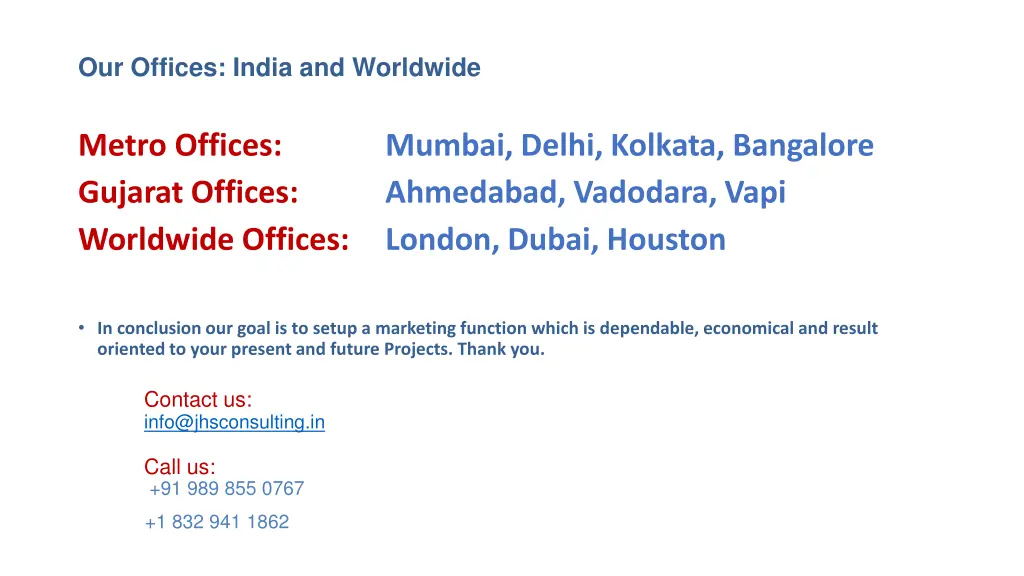 our offices india and worldwide