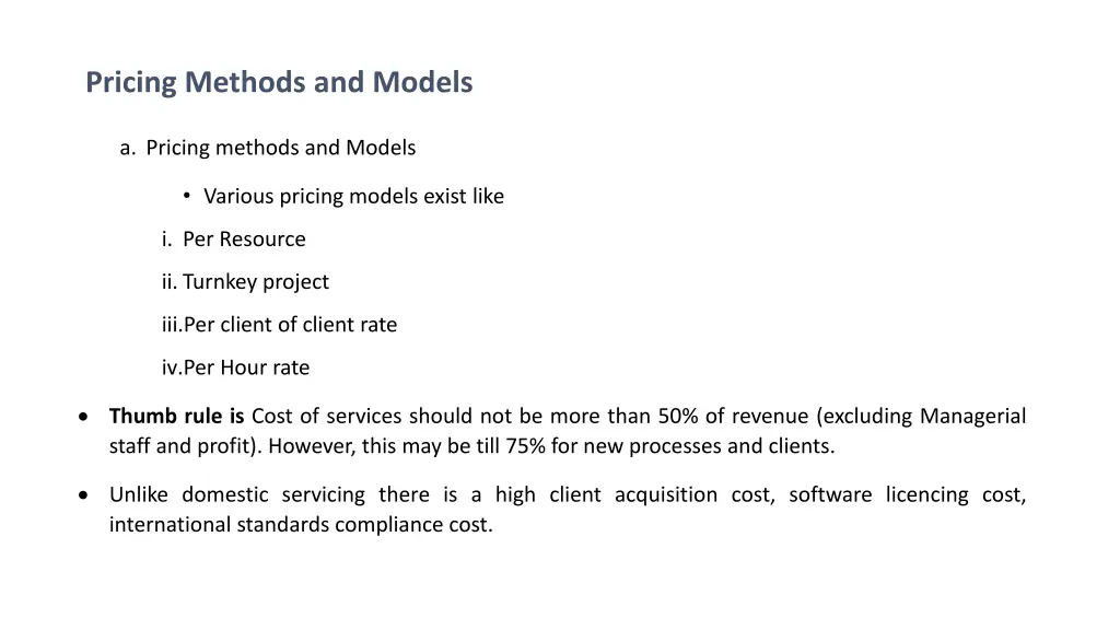 pricing methods and models