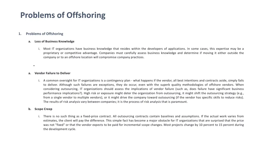 problems of offshoring 1