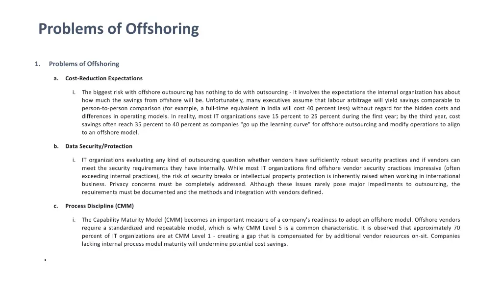 problems of offshoring