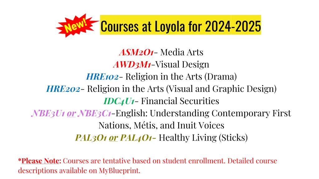 courses at loyola for 2024 2025