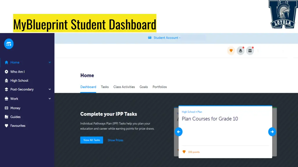 myblueprint student dashboard