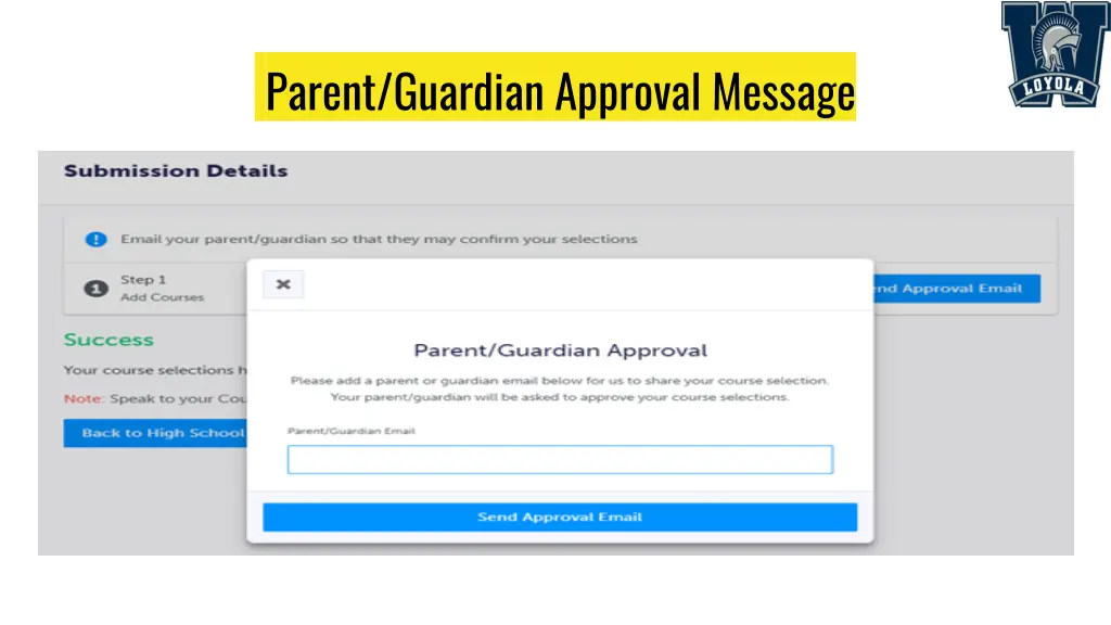 parent guardian approval message