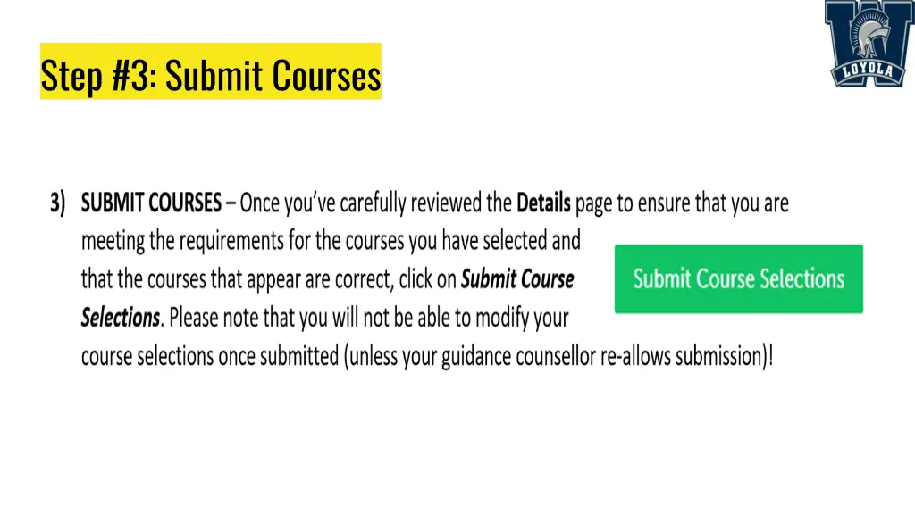 step 3 submit courses