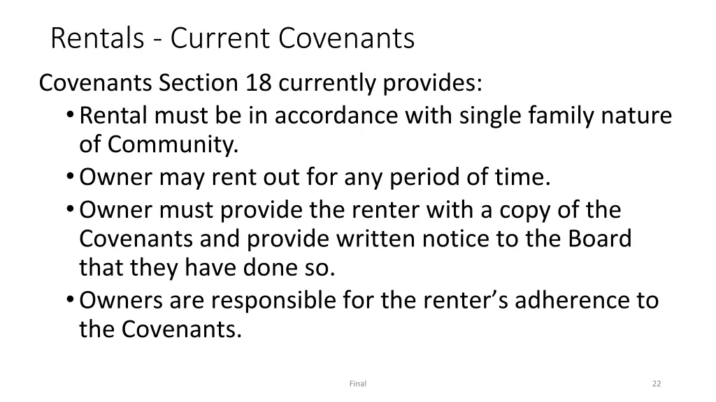 rentals current covenants